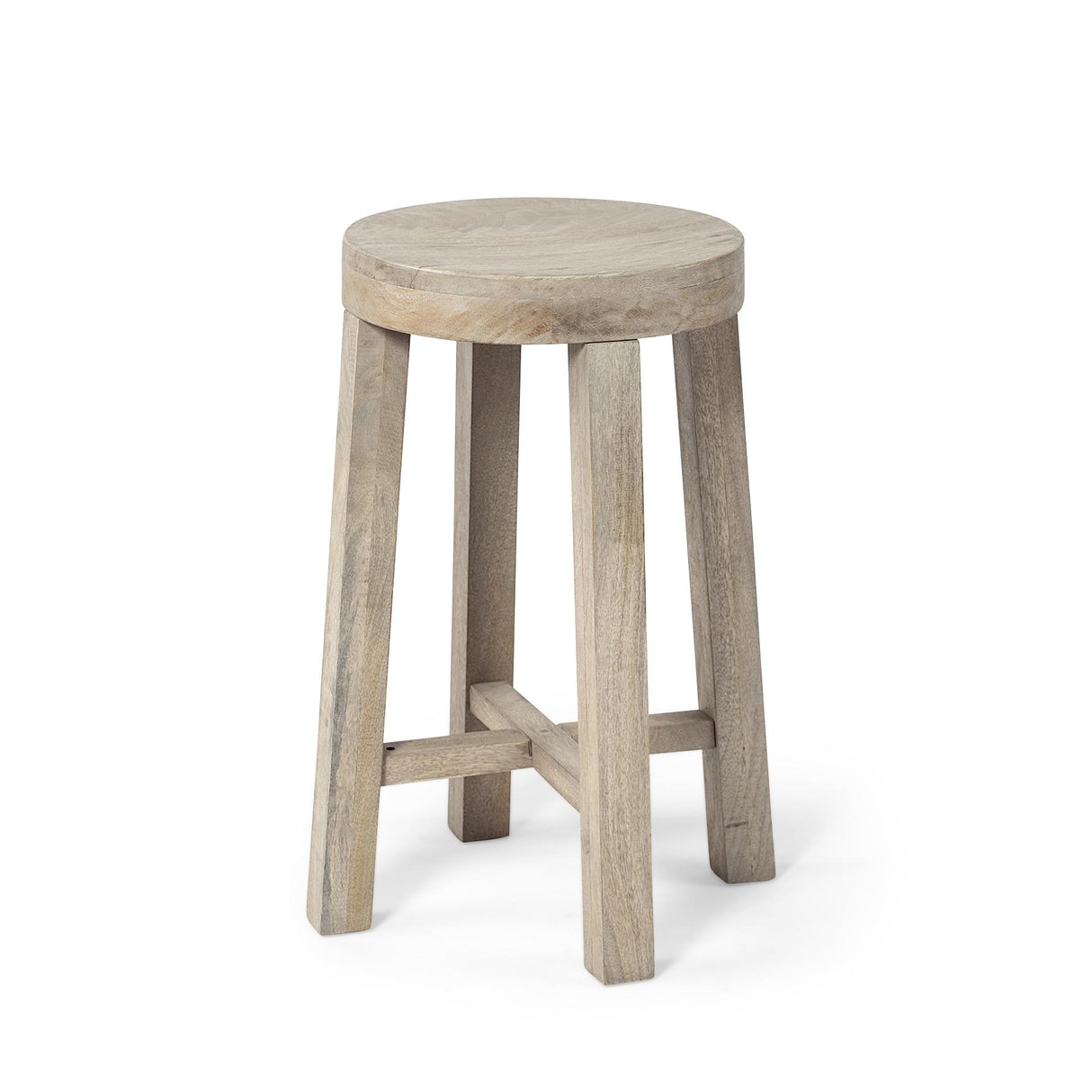 Mercana Brahma 26" Total Height White Washed Wood Stool