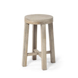 Mercana Brahma 26" Total Height White Washed Wood Stool