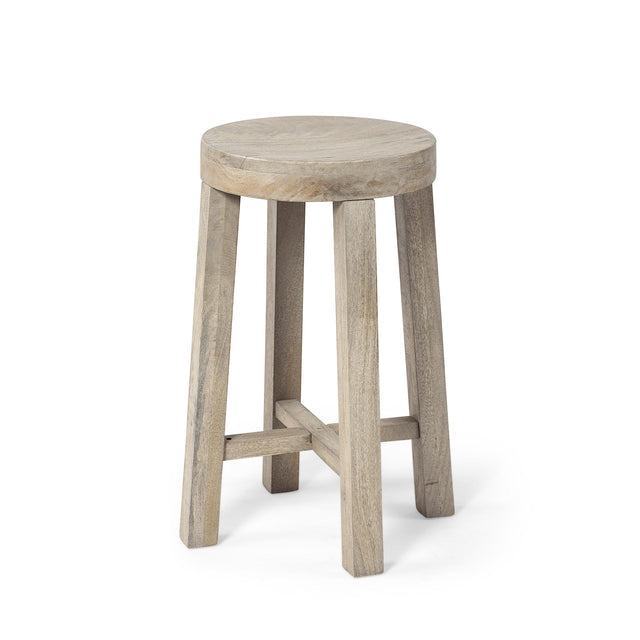 Mercana Brahma 26" Total Height White Washed Wood Stool
