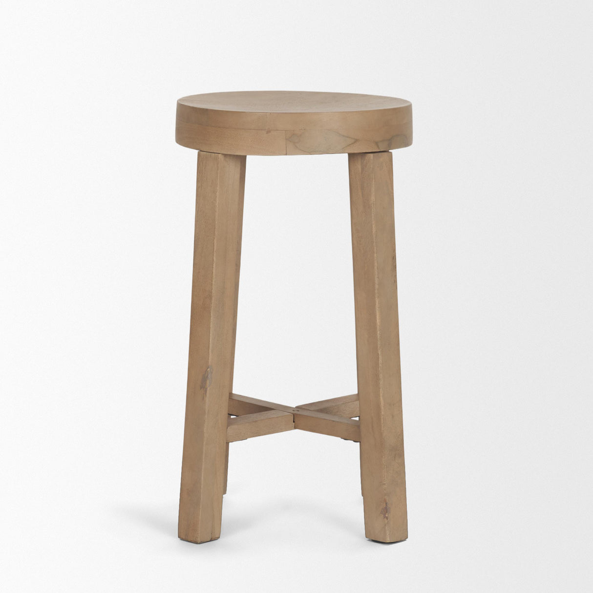 Mercana Brahma 26" Total Height White Washed Wood Stool