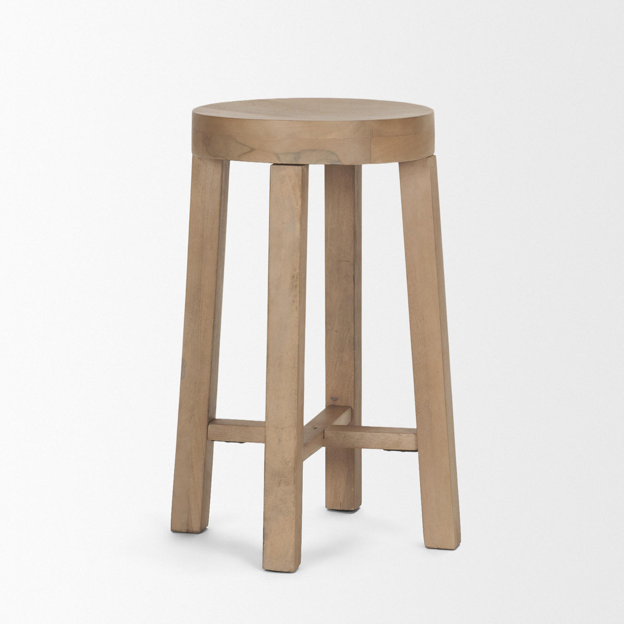 Mercana Brahma 26" Total Height White Washed Wood Stool
