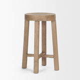 Mercana Brahma 26" Total Height White Washed Wood Stool