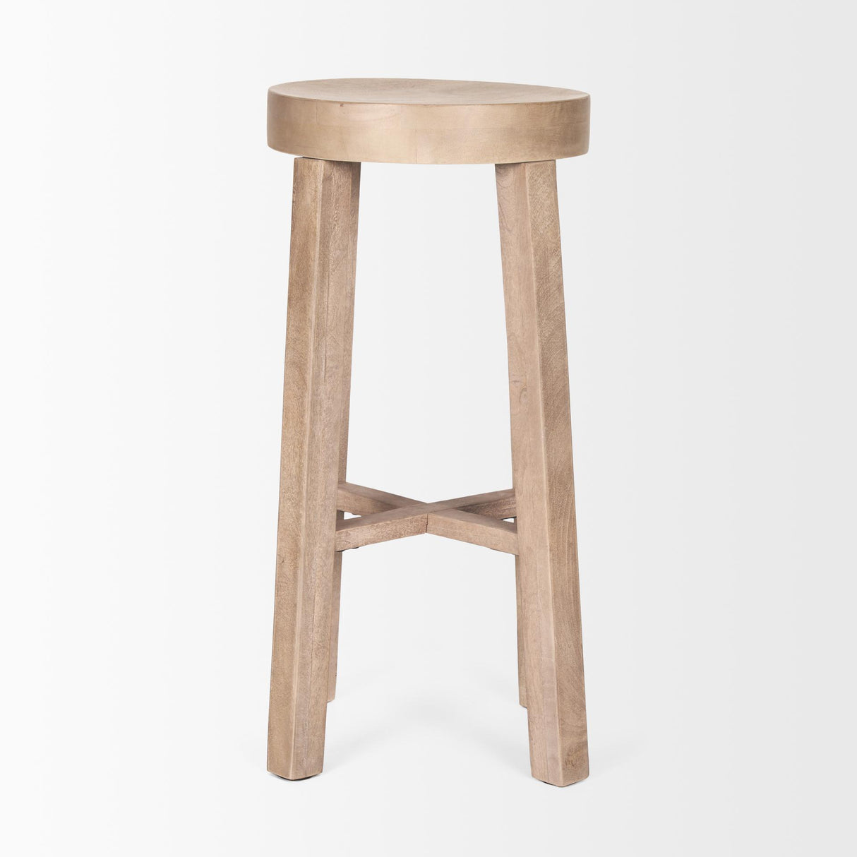 Mercana Brahma 30" Total Height White Washed Wood Stool