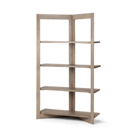 Mercana Turnbull I 42L x 16W x 72H Light Brown Wood Four Shelf Shelving Unit
