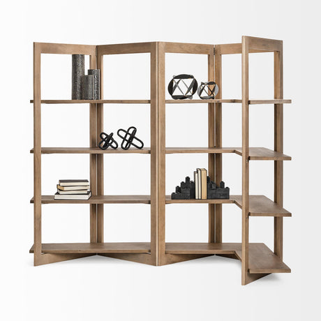 Mercana Turnbull I 42L x 16W x 72H Light Brown Wood Four Shelf Shelving Unit