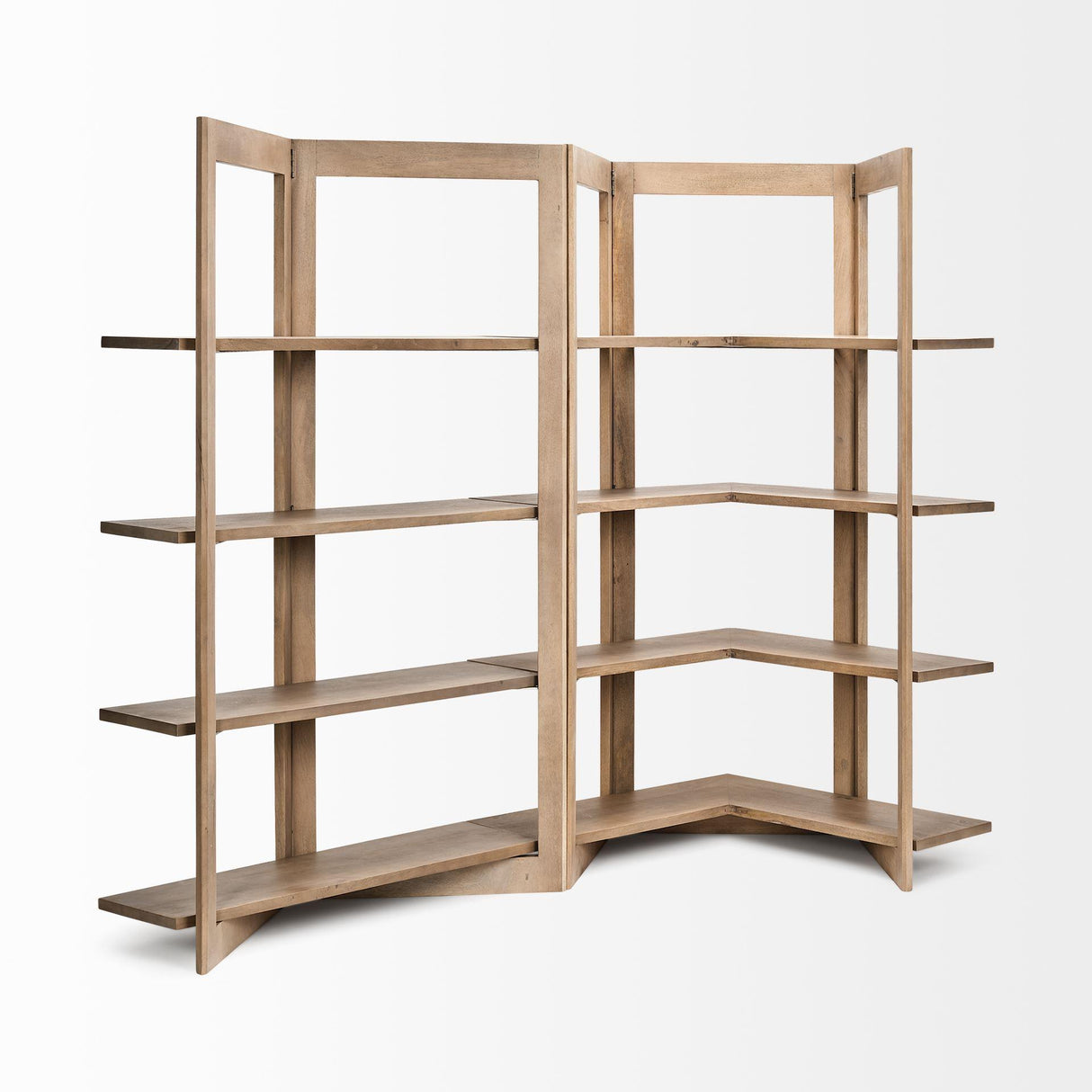 Mercana Turnbull I 42L x 16W x 72H Light Brown Wood Four Shelf Shelving Unit