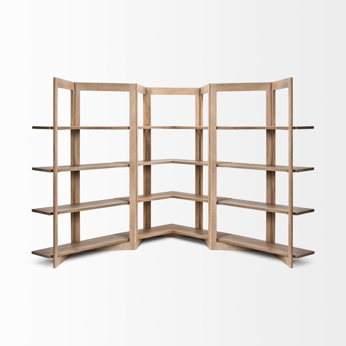 Mercana Turnbull I 42L x 16W x 72H Light Brown Wood Four Shelf Shelving Unit