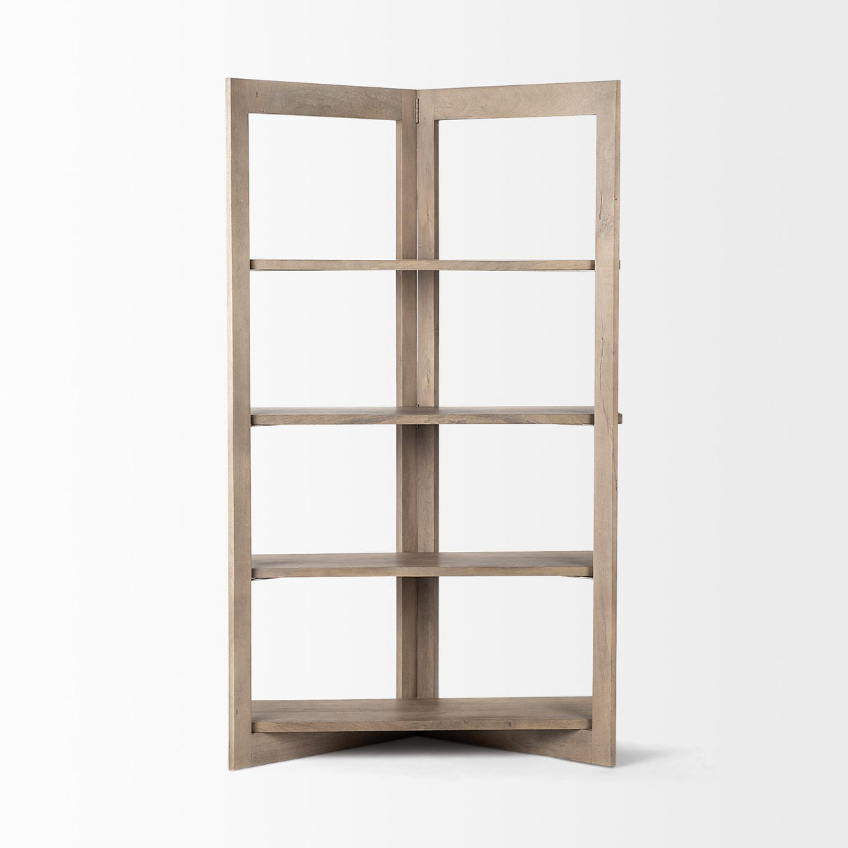 Mercana Turnbull I 42L x 16W x 72H Light Brown Wood Four Shelf Shelving Unit