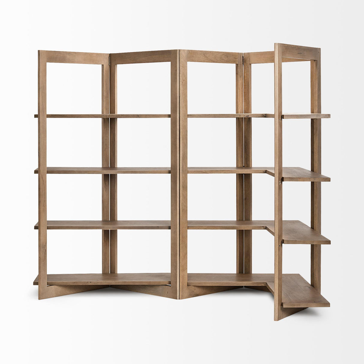 Mercana Turnbull I 42L x 16W x 72H Light Brown Wood Four Shelf Shelving Unit