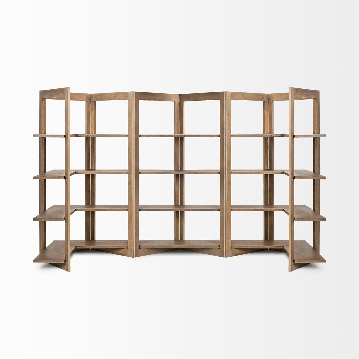 Mercana Turnbull I 42L x 16W x 72H Light Brown Wood Four Shelf Shelving Unit