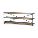 Mercana Trey I 80L x 16W Brown Wood and Black Iron Console Table