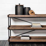 Mercana Trey I 80L x 16W Brown Wood and Black Iron Console Table