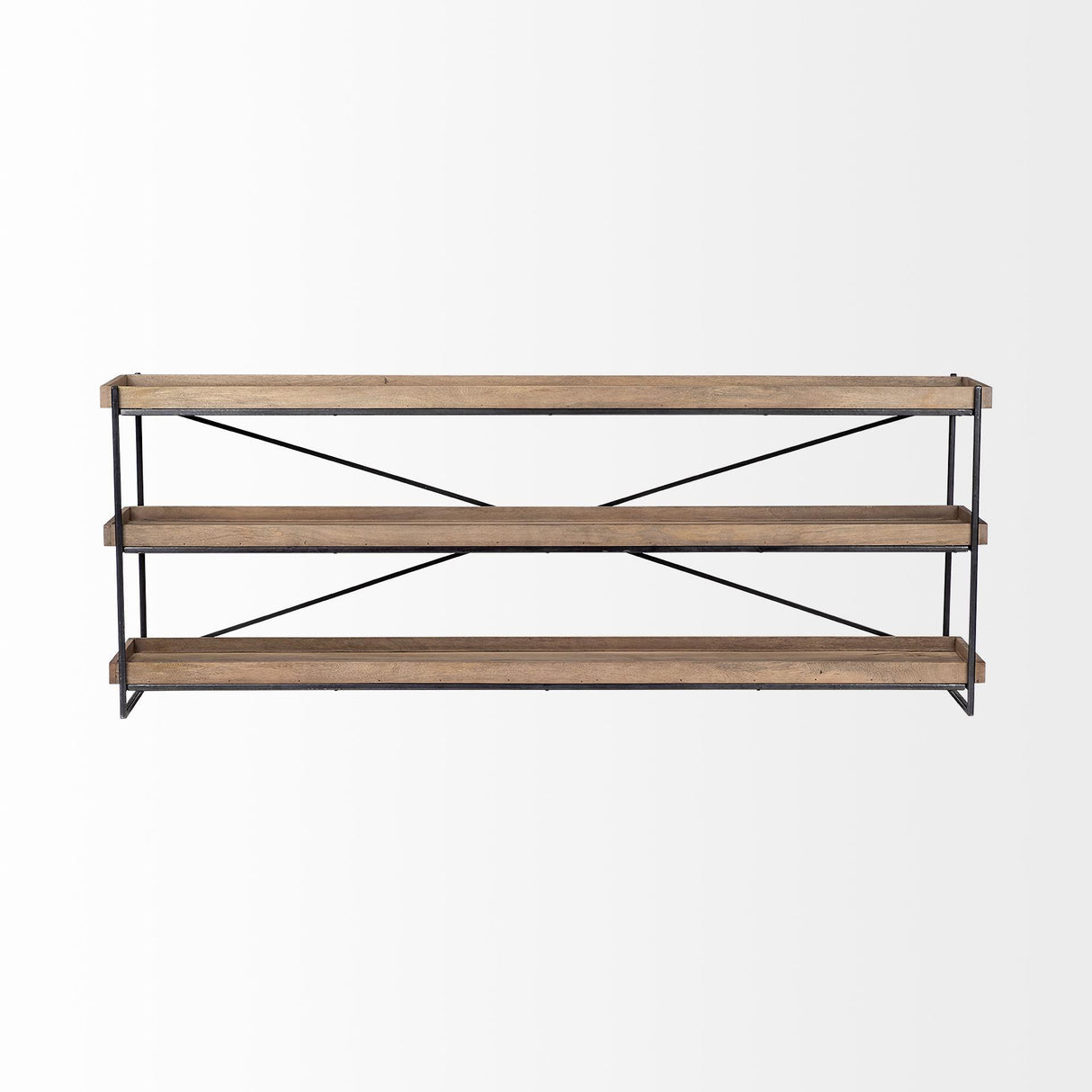 Mercana Trey I 80L x 16W Brown Wood and Black Iron Console Table