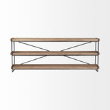 Mercana Trey I 80L x 16W Brown Wood and Black Iron Console Table
