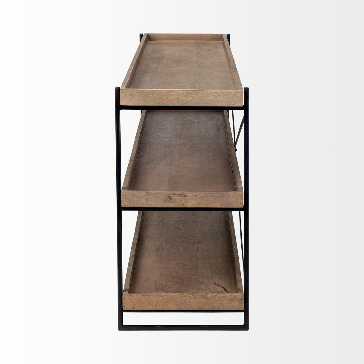 Mercana Trey I 80L x 16W Brown Wood and Black Iron Console Table