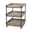 Mercana Trey III 20" x 26" Square Medium Brown Wooden Three-Tiered Black Iron Frame End/Side Table