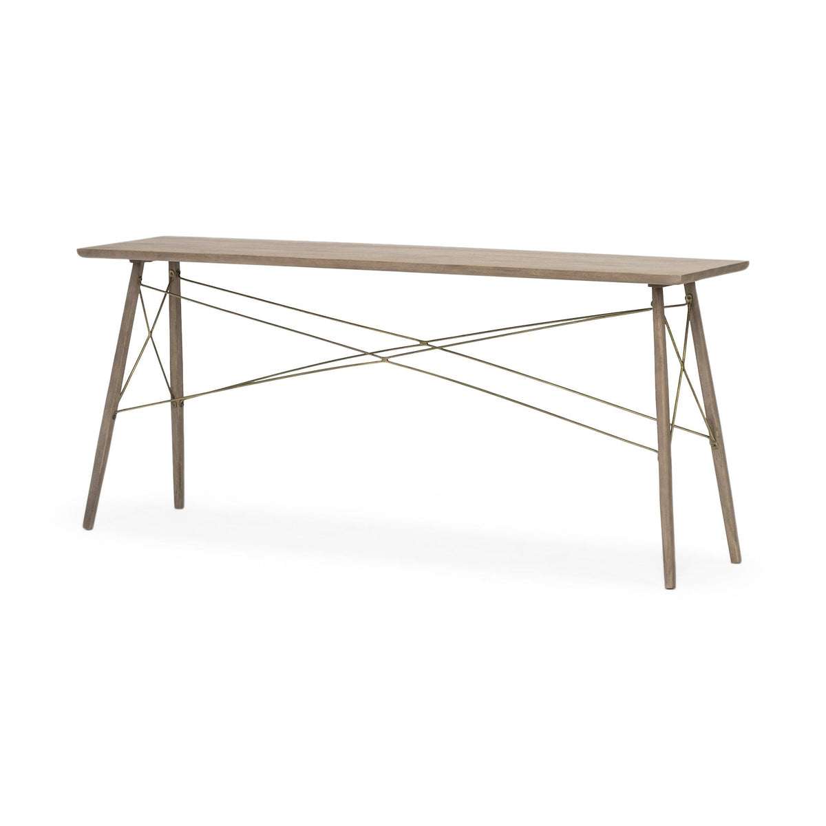 Mercana Kirby I 66L x 16W Brown Wooden Cross Braced Console Table