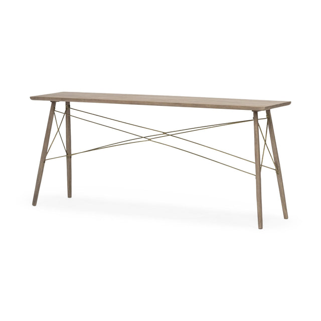 Mercana Kirby I 66L x 16W Brown Wooden Cross Braced Console Table