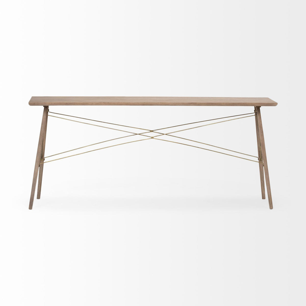 Mercana Kirby I 66L x 16W Brown Wooden Cross Braced Console Table