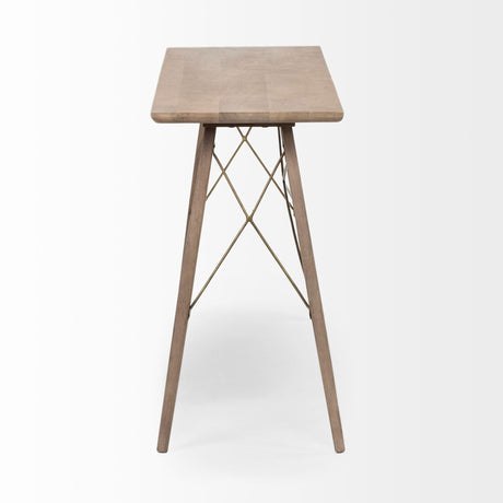 Mercana Kirby I 66L x 16W Brown Wooden Cross Braced Console Table