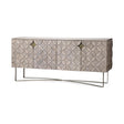 Mercana Excelsior I (72x18.3) Solid Wood Gold Metal Base 4 Cabinet Door SideBoard