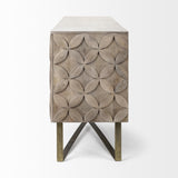 Mercana Excelsior I (72x18.3) Solid Wood Gold Metal Base 4 Cabinet Door SideBoard