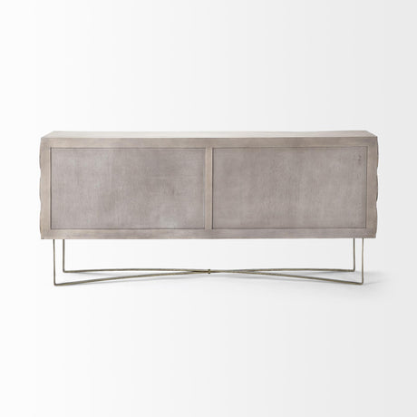 Mercana Excelsior I (72x18.3) Solid Wood Gold Metal Base 4 Cabinet Door SideBoard