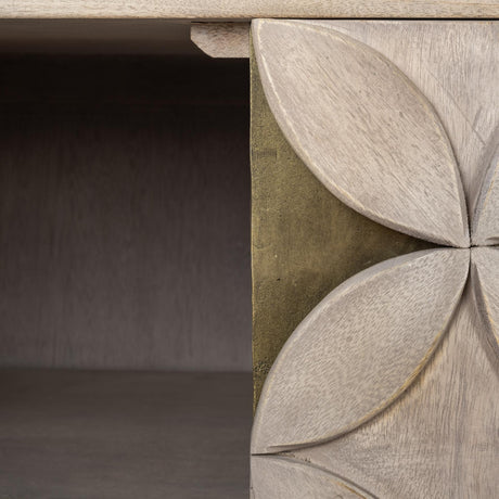 Mercana Excelsior I (72x18.3) Solid Wood Gold Metal Base 4 Cabinet Door SideBoard