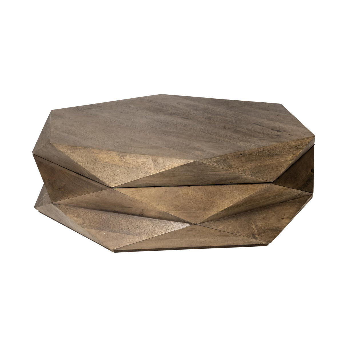 Mercana Arreto Hexagonal Hinged Solid Wood Top and Base Coffee Table