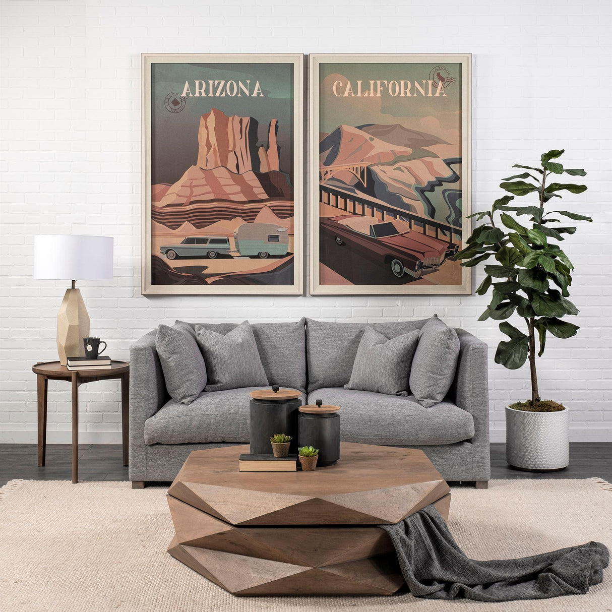 Mercana Arreto Hexagonal Hinged Solid Wood Top and Base Coffee Table