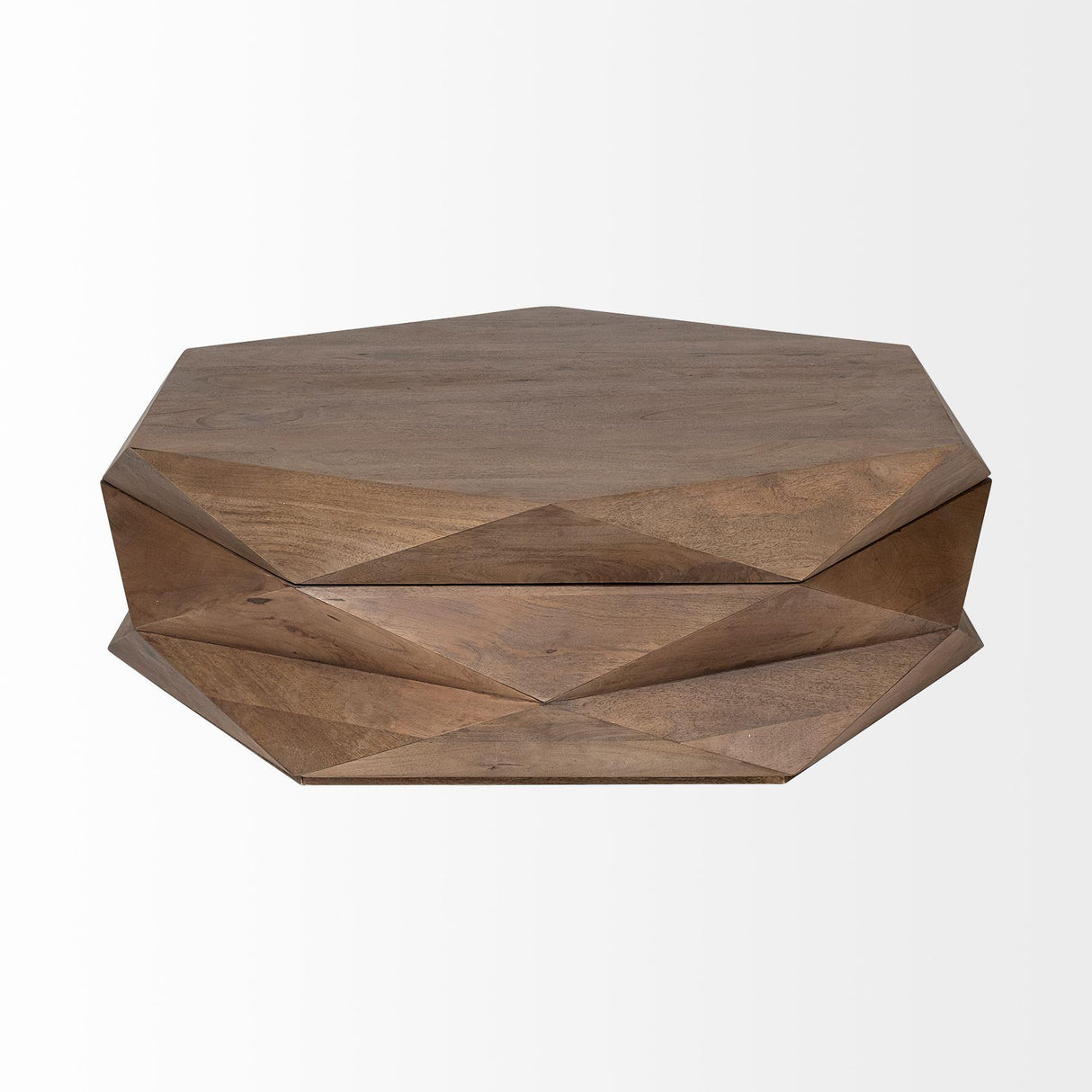 Mercana Arreto Hexagonal Hinged Solid Wood Top and Base Coffee Table