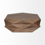 Mercana Arreto Hexagonal Hinged Solid Wood Top and Base Coffee Table