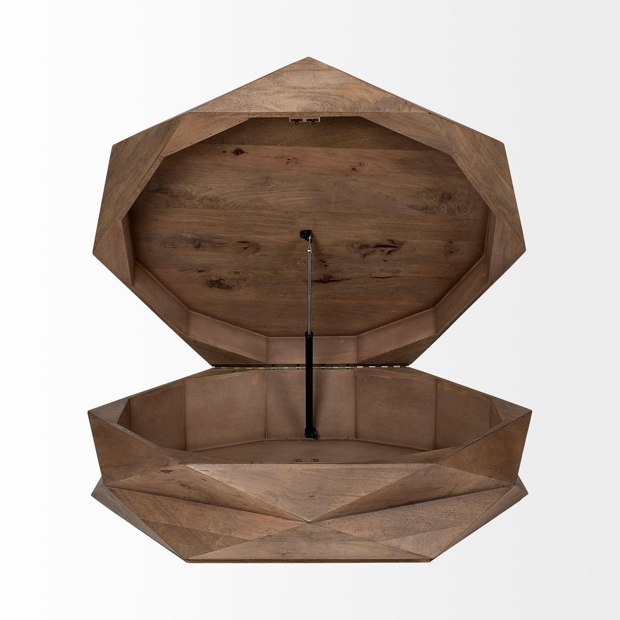 Mercana Arreto Hexagonal Hinged Solid Wood Top and Base Coffee Table