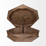Mercana Arreto Hexagonal Hinged Solid Wood Top and Base Coffee Table