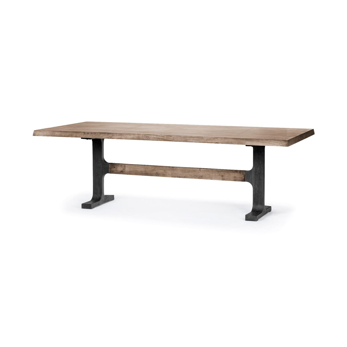 Mercana Araxi 95L x 41W x 30H Rectangular Brown Solid Wood Top Black Metal Base Dining Table