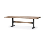 Mercana Araxi 95L x 41W x 30H Rectangular Brown Solid Wood Top Black Metal Base Dining Table