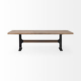 Mercana Araxi 95L x 41W x 30H Rectangular Brown Solid Wood Top Black Metal Base Dining Table