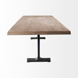 Mercana Araxi 95L x 41W x 30H Rectangular Brown Solid Wood Top Black Metal Base Dining Table