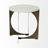 Mercana Reinhold II 21L x 21W x 21H Round Live-Edge Marble Top and Gold Metal Base Side/End Table