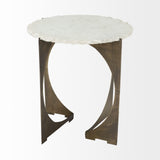 Mercana Reinhold II 21L x 21W x 21H Round Live-Edge Marble Top and Gold Metal Base Side/End Table