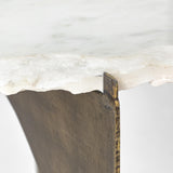 Mercana Reinhold II 21L x 21W x 21H Round Live-Edge Marble Top and Gold Metal Base Side/End Table