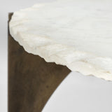 Mercana Reinhold II 21L x 21W x 21H Round Live-Edge Marble Top and Gold Metal Base Side/End Table