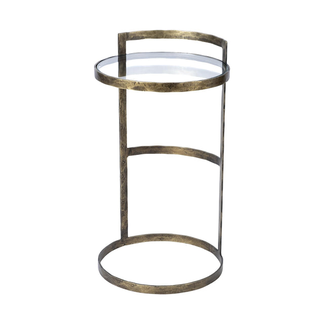 Mercana Reimer 15L x 15W Gold Round Glass Top W/Metal Frame Accent Table