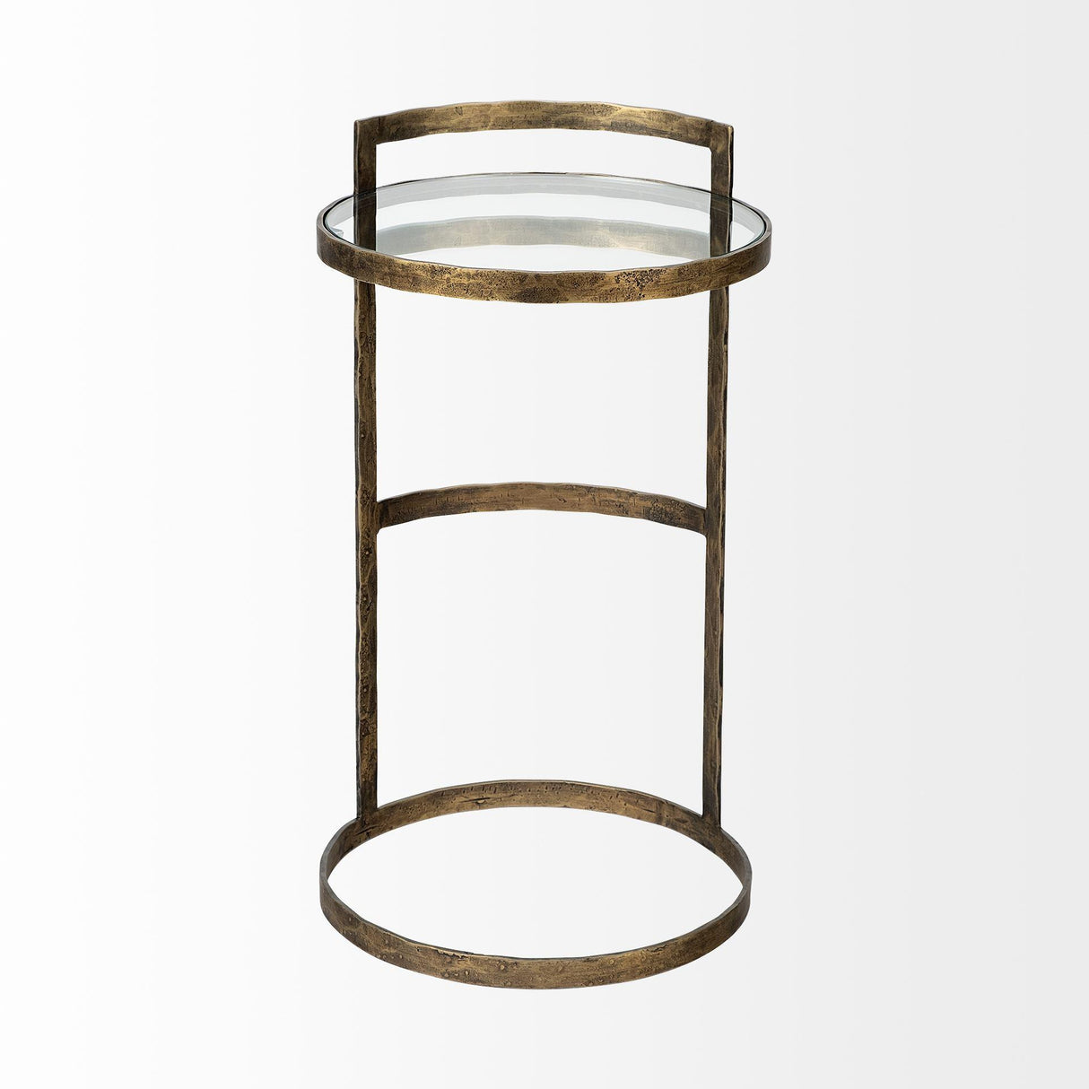 Mercana Reimer 15L x 15W Gold Round Glass Top W/Metal Frame Accent Table