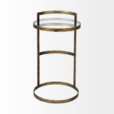 Mercana Reimer 15L x 15W Gold Round Glass Top W/Metal Frame Accent Table