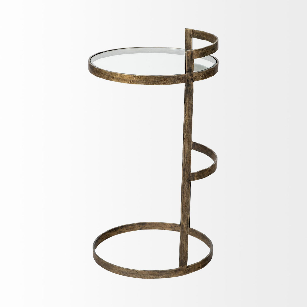 Mercana Reimer 15L x 15W Gold Round Glass Top W/Metal Frame Accent Table