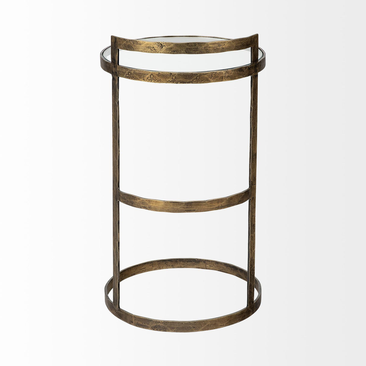 Mercana Reimer 15L x 15W Gold Round Glass Top W/Metal Frame Accent Table