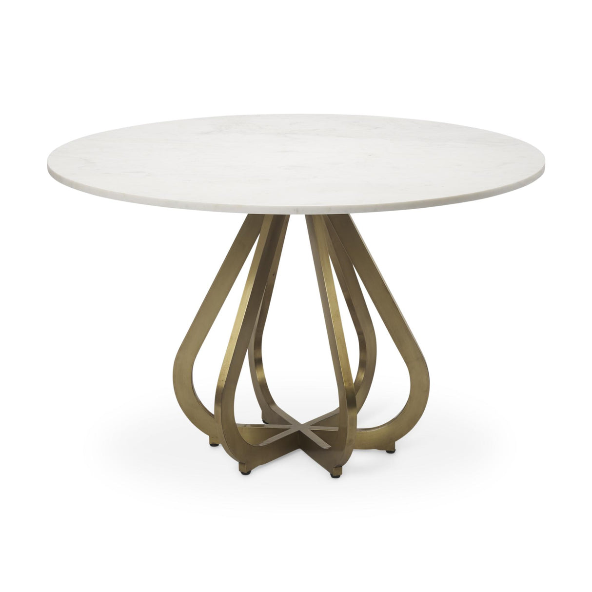 Mercana Laurent 48" Marble Top Gold Metal Base Dining Table