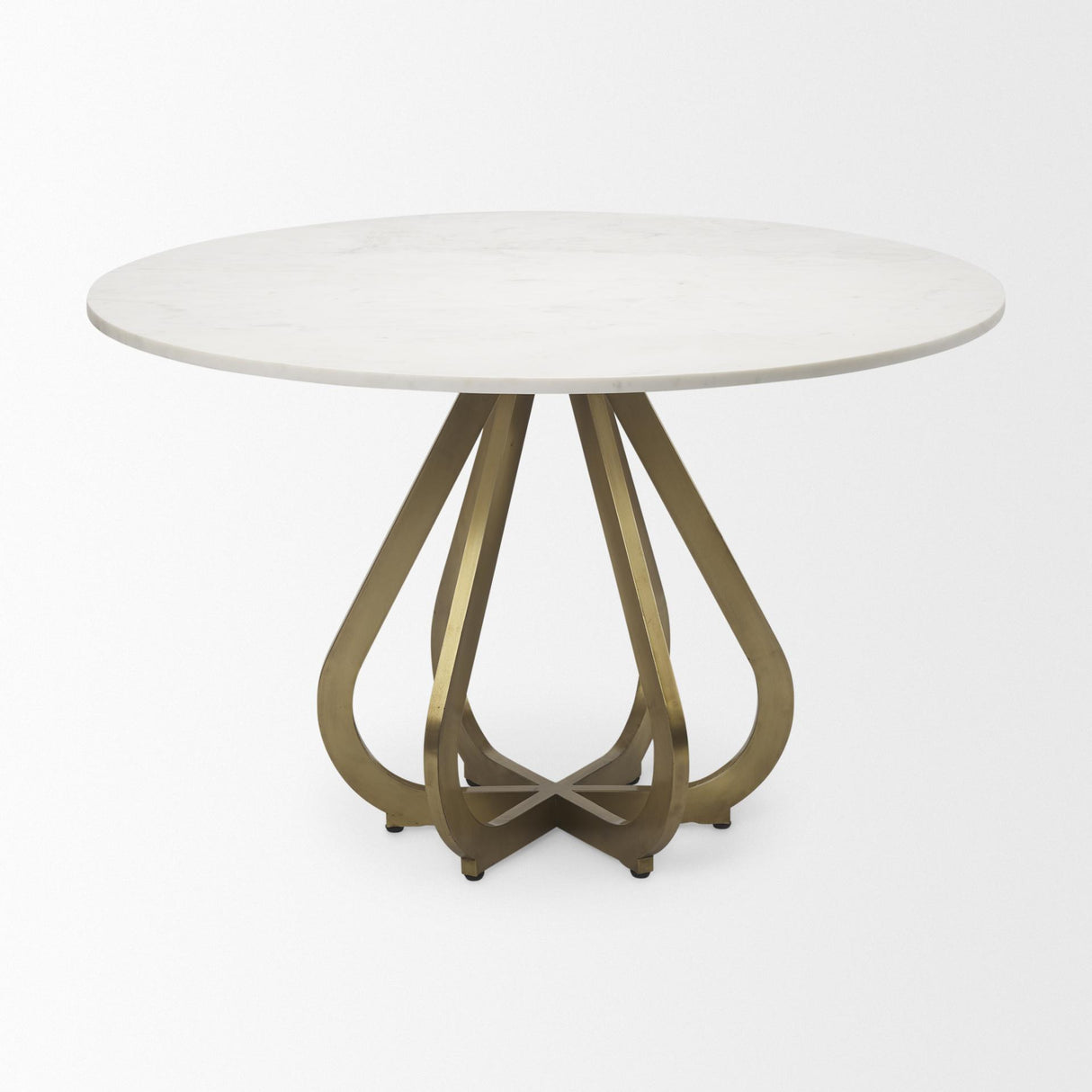 Mercana Laurent 48" Marble Top Gold Metal Base Dining Table
