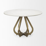 Mercana Laurent 48" Marble Top Gold Metal Base Dining Table